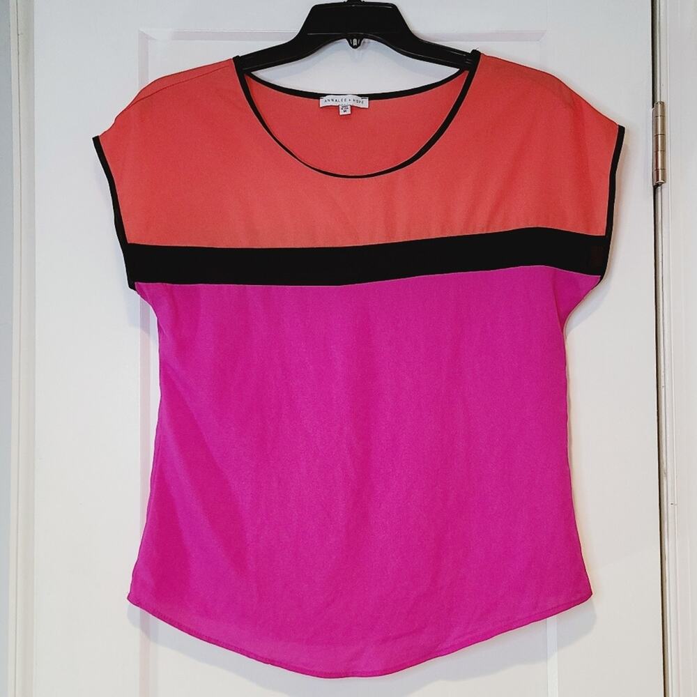 Annalee + Hope Colorblock Cap Sleeve Top Size M Made in USA - Picture 1 of 5